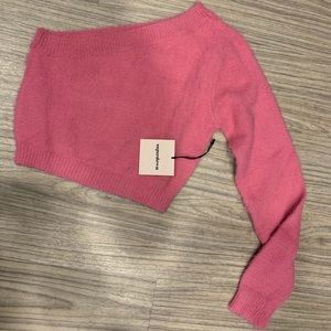 One shoulder fuzzy top
